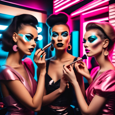 women putting on makeup in the future